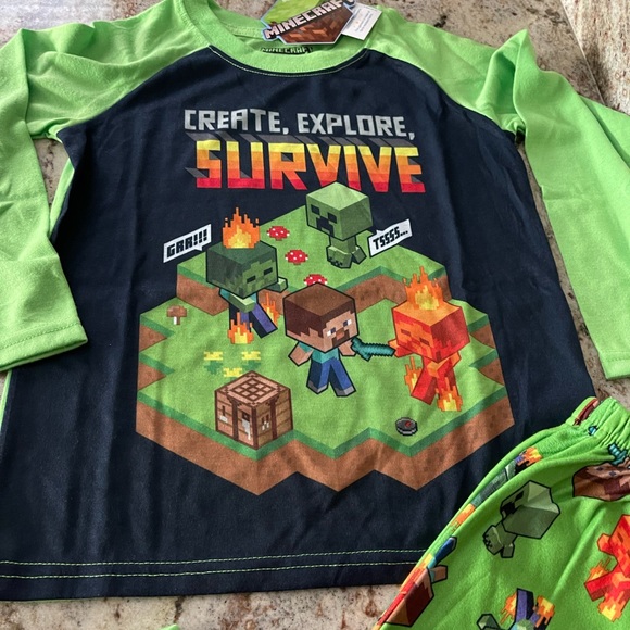 Minecraft Boys Long Sleeve Pajamas Set 2 piece size 4/5 New ✨ - Picture 6 of 9